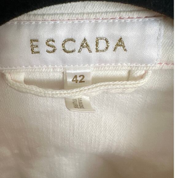 ESCADA White Floral Embroidered Cotton Trucker Jacket Size 42 - Picture 2 of 8